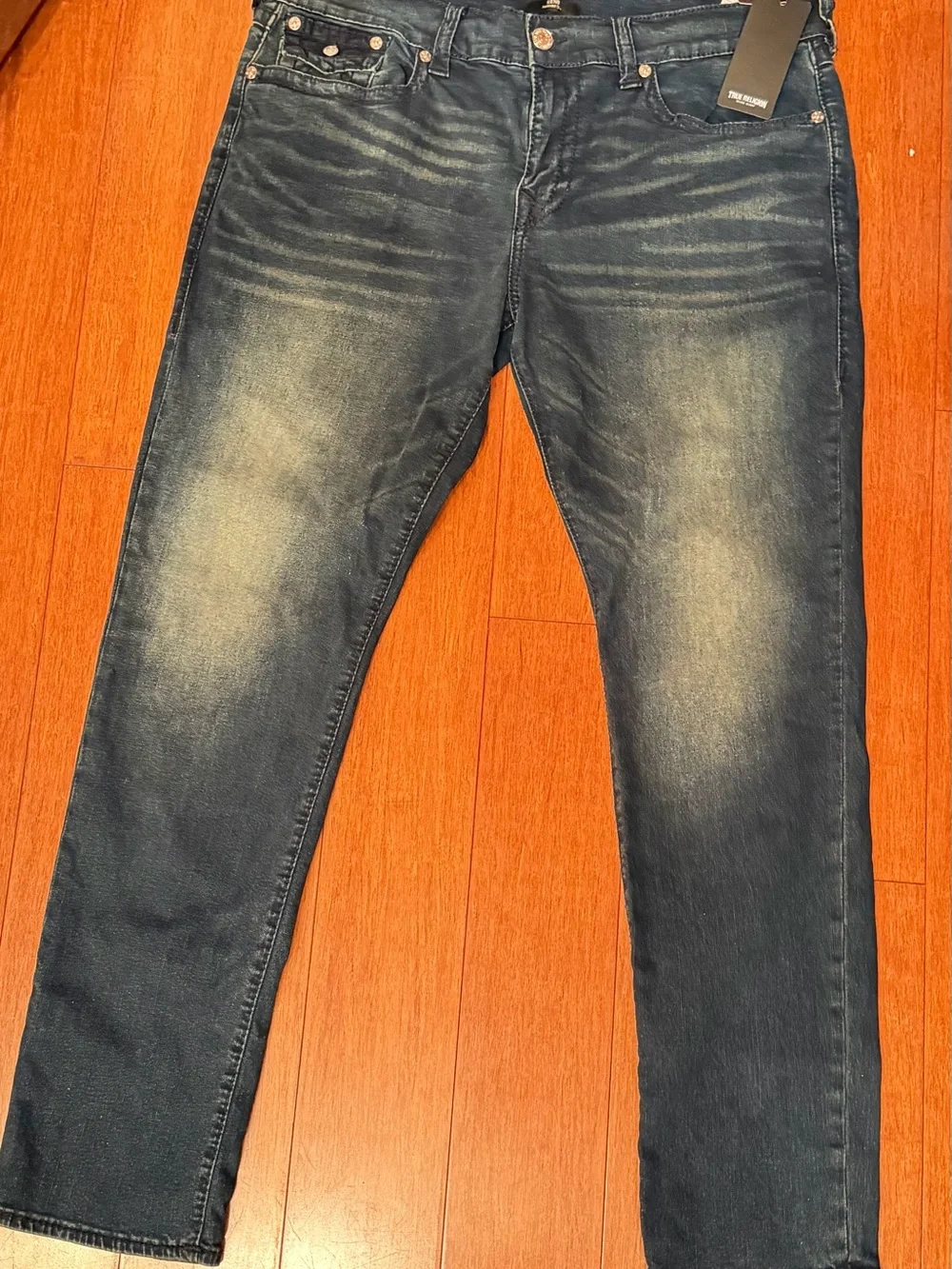 True Religion Dark Wash Geno Relaxed Slim Jeans, NWT Sz 38